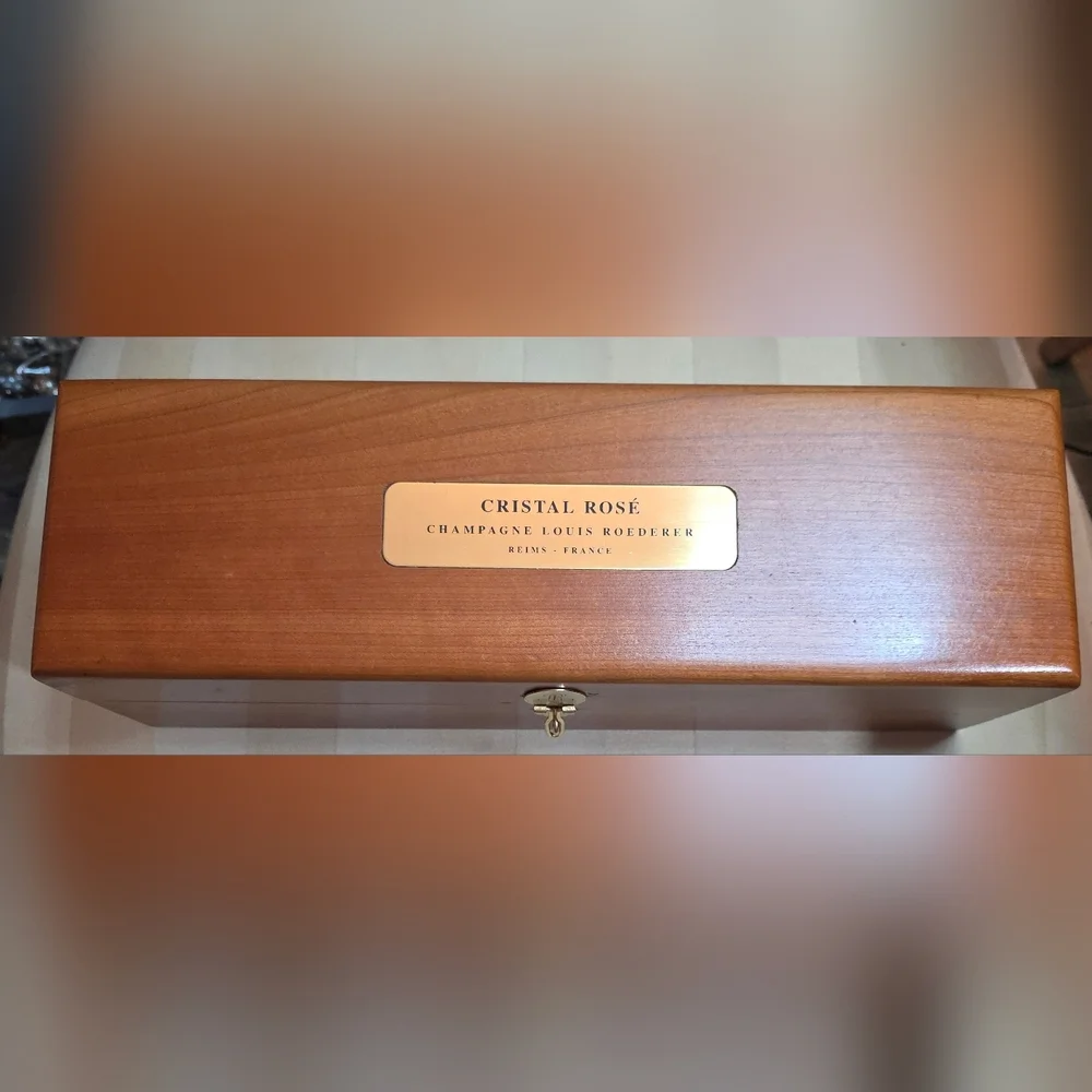 CRISTAL ROSE LOUIS ROEDERER RARE HANDMADE CHAMPAGNE BOX REIMS FRANCE Ex Cond